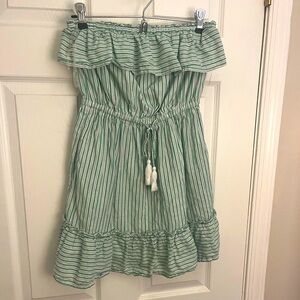 Strapless green and white striped dress. Size XS